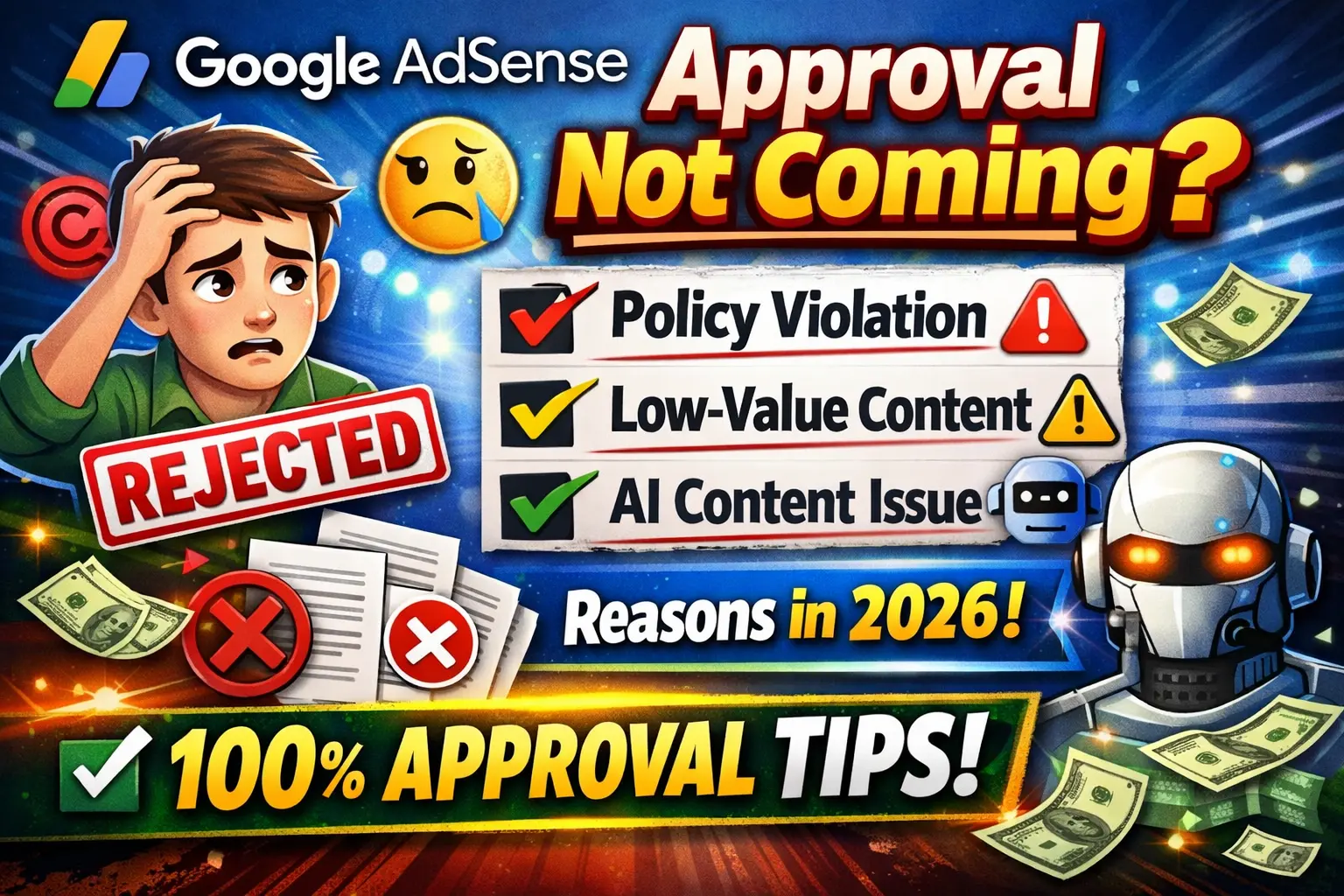 Google AdSense Approval Not Coming? Reasons in 2026